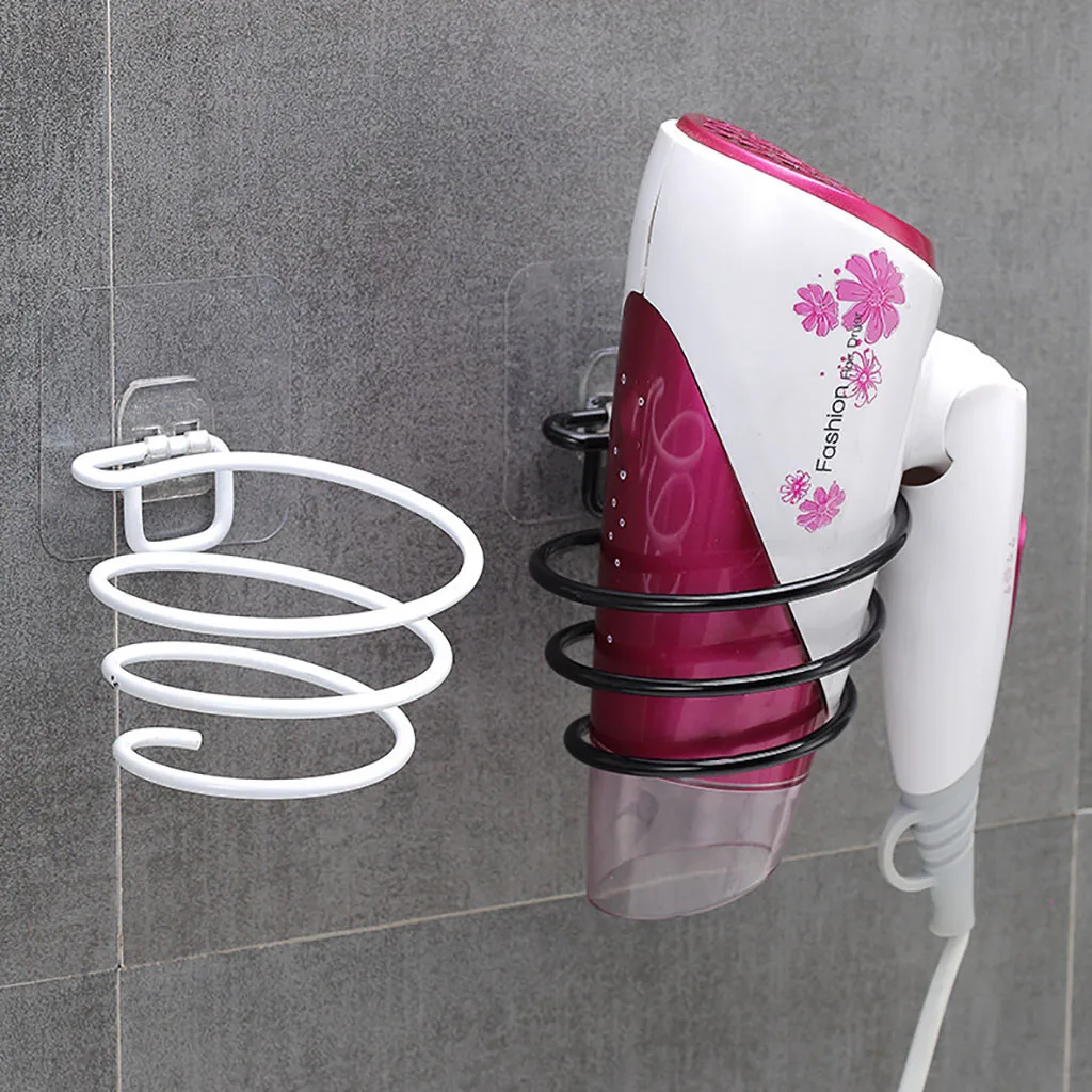 

High Quality Wall-mounted Hair Dryer Holder Rack Storage Straighteners Bathroom Shelf Storage Hairdryer Holder Rack SWWQ