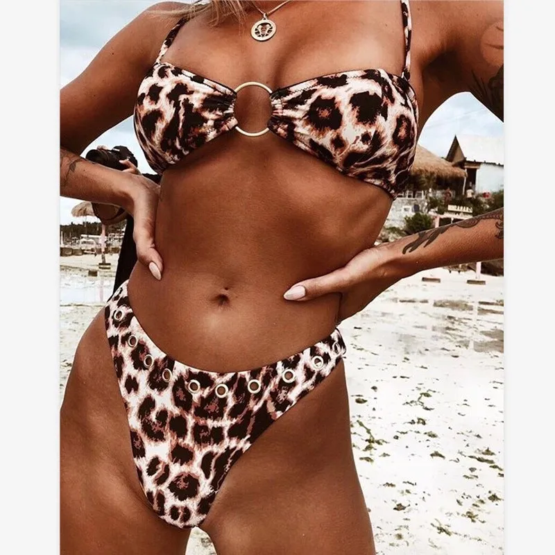 Melphieer Bikini Set Leopard Circle clasp Swimwear High-cut Swimsuit Sexy Eyelets Bathing Suit Biquini Monokini Cut-out bottoms 
Melphieer Bikini Set Leopard Circle clasp Swimwear High-cut Swimsuit Sexy Eyelets Bathing Suit Biquini Monokini Cut-out bottoms