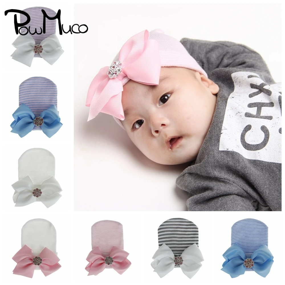 Powmuco 10*9 CM Grosgrain Ribbon Big Bowknot Hats with Colorful Rhinestone Baby Girls Striped Knitted Caps Infant Headwear
Powmuco 10*9 CM Grosgrain Ribbon Big Bowknot Hats with Colorful Rhinestone Baby Girls Striped Knitted Caps Infant Headwear