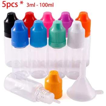 

5PCS 3ml-100ml PET Transparent Dropper Bottles Empty Clear E Liquid Juice Vape Cig Containers with Childproof Safe Caps