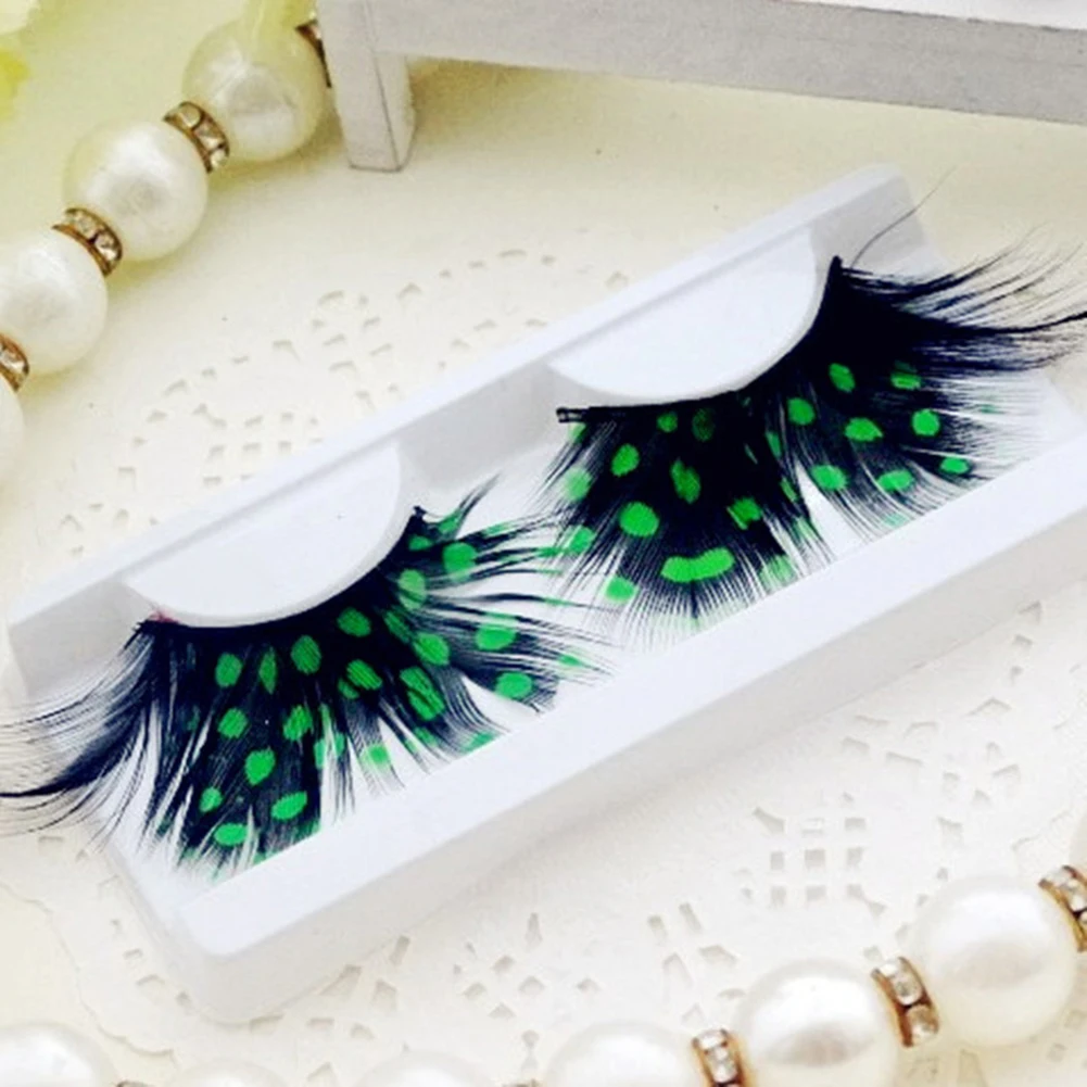False Eyelashes Exaggeration Feather Colorful Peacock Dots Eye Lashes for Cosmetic Party - One Pair
False Eyelashes Exaggeration Feather Colorful Peacock Dots Eye Lashes for Cosmetic Party - One Pair