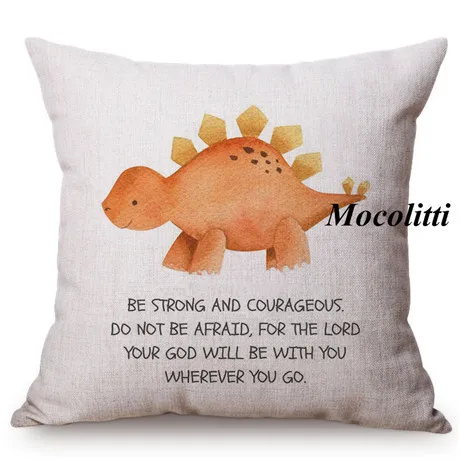 Cute Dinosaur Nordic Watercolor Cartoon Painting Kid's Nursery Art Room Decoration Throw Pillow Case Cotton Linen Cushion Cover M139-9