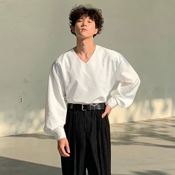 Men New Long Sleeve V-neck Loose Casual Pullover Shirts Male Women Japan Streetwear Vintage Party Dress Shirt Stage Clothing
Men New Long Sleeve V-neck Loose Casual Pullover Shirts Male Women Japan Streetwear Vintage Party Dress Shirt Stage Clothing