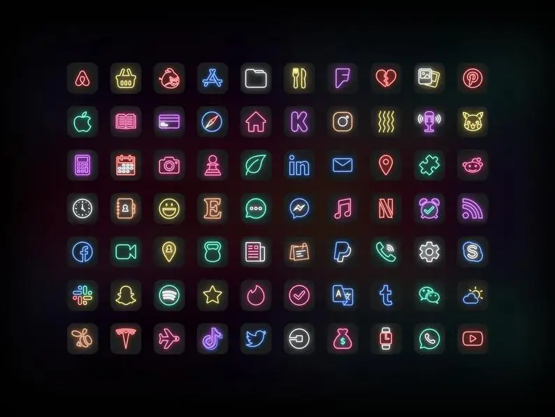 70 Underground Neon App Icon Covers | Modern Icon Bundle for iOS14 | Unique Design Theme
70 Underground Neon App Icon Covers | Modern Icon Bundle for iOS14 | Unique Design Theme