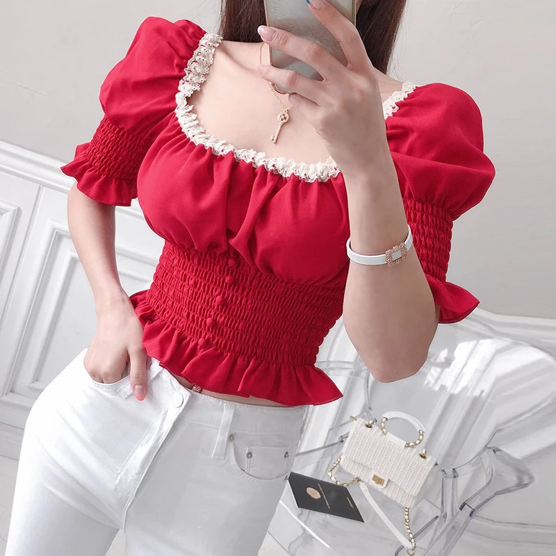 2020 summer new Korean version of the red square collar fungus hit color single-breasted wild top Office Lady Square Collar
2020 summer new Korean version of the red square collar fungus hit color single-breasted wild top Office Lady Square Collar