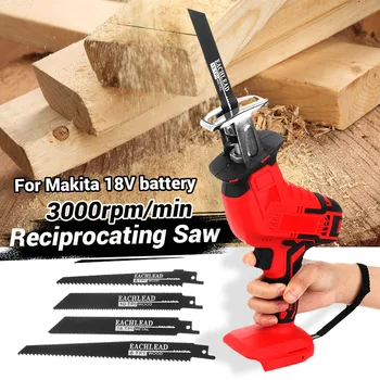 Cordless Mini Electric Saw Reciprocating Saw Body Replacement Woodworking Cutter Tool with 4 Saw Blades for 18V Makita Battery
Cordless Mini Electric Saw Reciprocating Saw Body Replacement Woodworking Cutter Tool with 4 Saw Blades for 18V Makita Battery