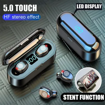 

Touch V5.0 F9 TWS True Wireless Earbuds Bluetooth Earphones Mini TWS Waterproof Headfrees with 2000mAh Power Bank For All Phone