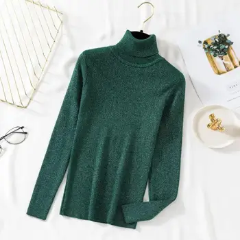 Turtleneck Slim Bottoming Sweater Shiny Lurex Winter Sweater Women Long Sleeve Pullover Korean Knit Solid Color Top
Turtleneck Slim Bottoming Sweater Shiny Lurex Winter Sweater Women Long Sleeve Pullover Korean Knit Solid Color Top