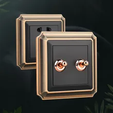 1-4 Gang 2 Way Household Black Frosted Dual Control Retro Toggle Switch Bronze Nordic Style Brass Lever Wall Light Switch
1-4 Gang 2 Way Household Black Frosted Dual Control Retro Toggle Switch Bronze Nordic Style Brass Lever Wall Light Switch
