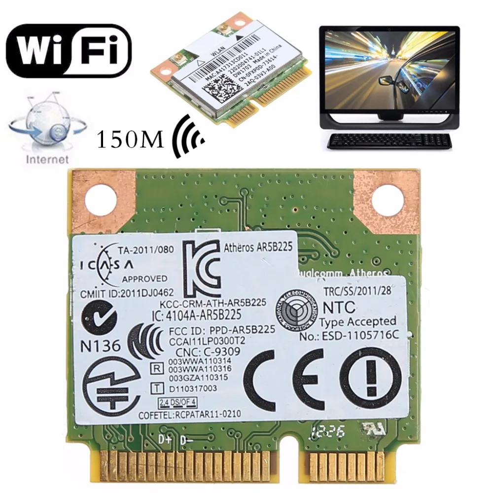 

Bluetooth-compatible V4.0 Atheros AR5B225 WiFi Wireless Half Mini PCI-E Card 802.11 b/g/n for Window 7 8 8.1 10 Dropship