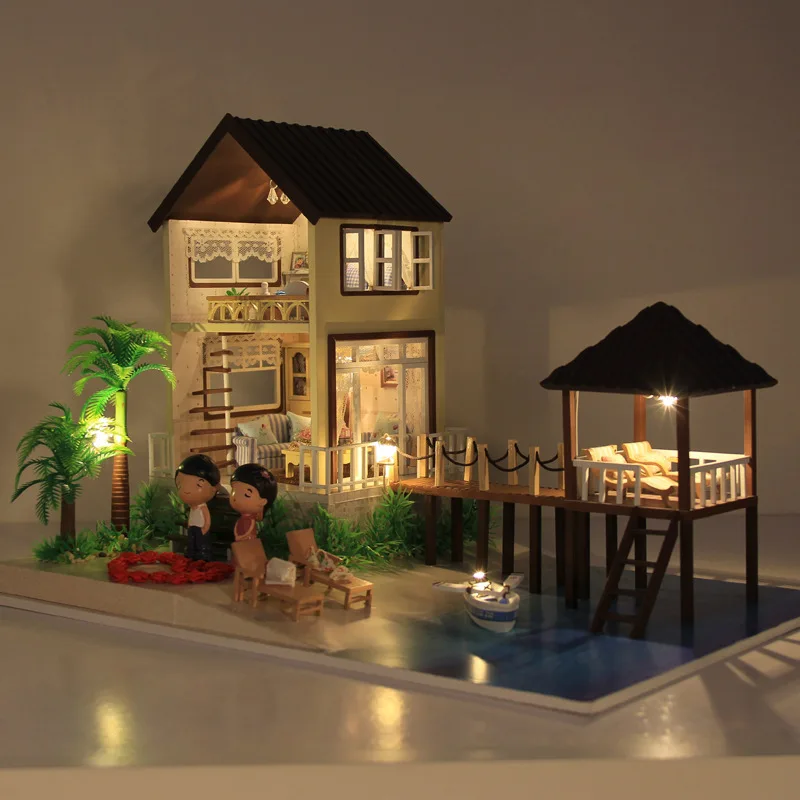 DIY Wooden Miniature Maldives Dollhouse LED Light Furniture Lovers Handcraft Handmade Decoration Popular Creative Toy Doll 
DIY Wooden Miniature Maldives Dollhouse LED Light Furniture Lovers Handcraft Handmade Decoration Popular Creative Toy Doll