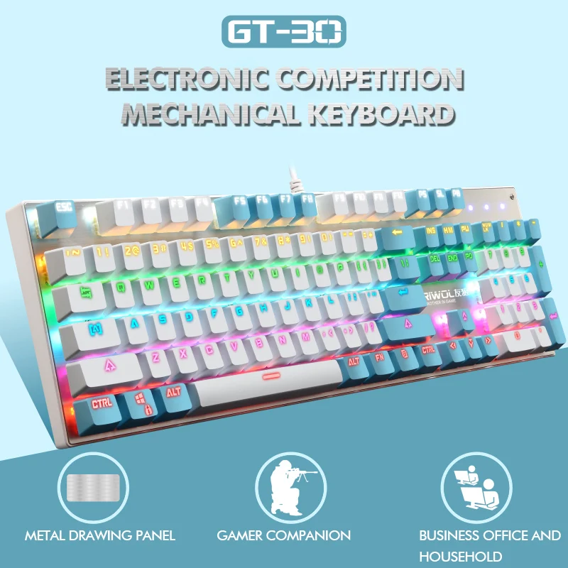 Gaming Mechanical Keyboard Metal panel 104 Keys RGB Mix Backlit Anti-ghosting Blue Switch Wired Keyboard for Desktop Laptop
Gaming Mechanical Keyboard Metal panel 104 Keys RGB Mix Backlit Anti-ghosting Blue Switch Wired Keyboard for Desktop Laptop