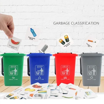 Kid Garbage Classification Toy Trash Can Early Education Teaching Aid Game 4 X Trash Can+108 X Card 
Kid Garbage Classification Toy Trash Can Early Education Teaching Aid Game 4 X Trash Can+108 X Card