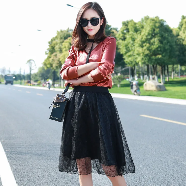 Spring And Summer New Style High-waisted Gauze Hollow out Lace Skirt Women's Slimming A- line Skirt Mid-length Big Skirt
Spring And Summer New Style High-waisted Gauze Hollow out Lace Skirt Women's Slimming A- line Skirt Mid-length Big Skirt