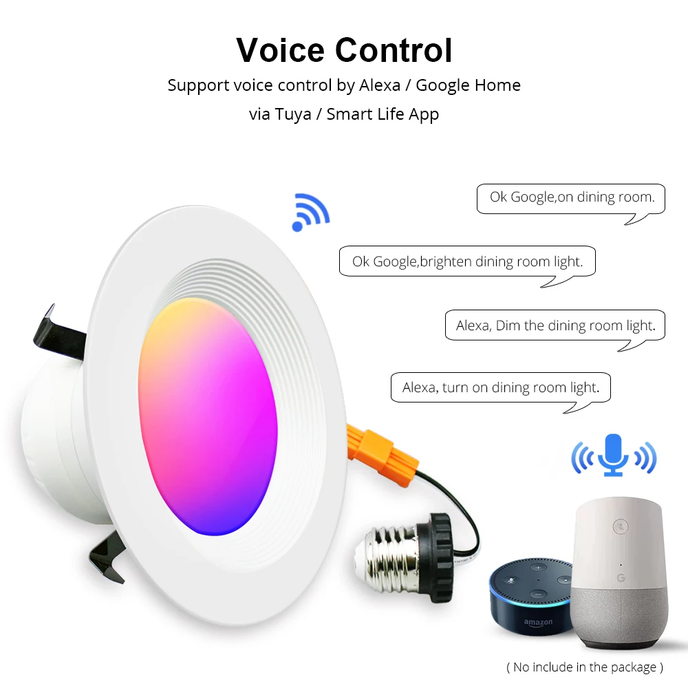 Smart LED Ceiling Light WiFi Downlight RGBCW 4 Inch US Type Alexa Echo Google Home Tuya Control
Smart LED Ceiling Light WiFi Downlight RGBCW 4 Inch US Type Alexa Echo Google Home Tuya Control