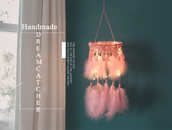 Pink Handmade Dream Catchers with Feathers Led light Hanging Decoration Craft Gift White Room Decor Dreamcatcher Girls Gifts
Pink Handmade Dream Catchers with Feathers Led light Hanging Decoration Craft Gift White Room Decor Dreamcatcher Girls Gifts