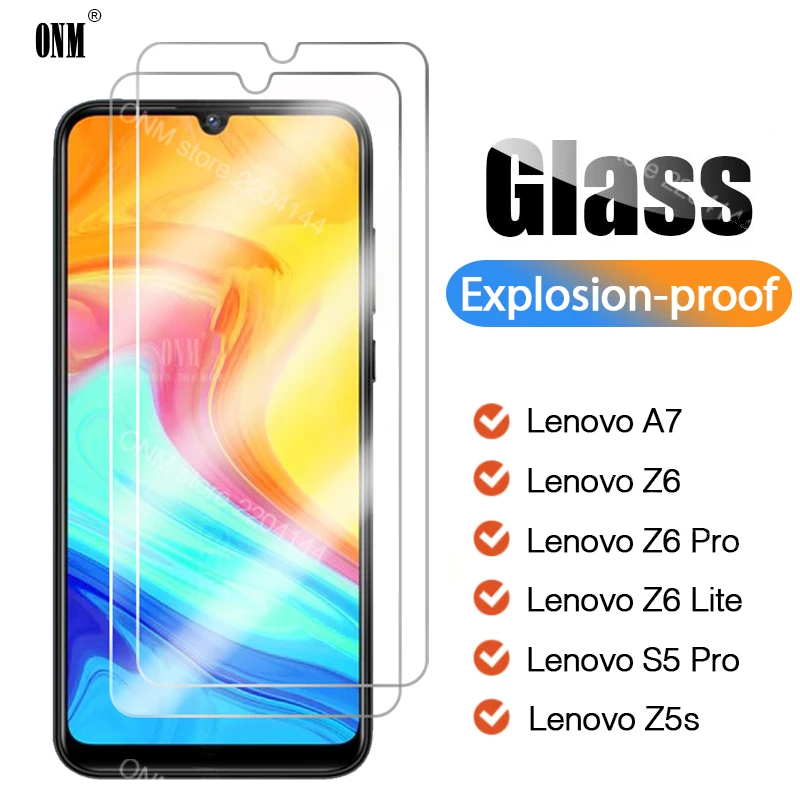 Фото Закаленное стекло для Lenovo A7 Z6 Pro 2 шт. Защита экрана Lite S5 Z5s защитная стеклянная