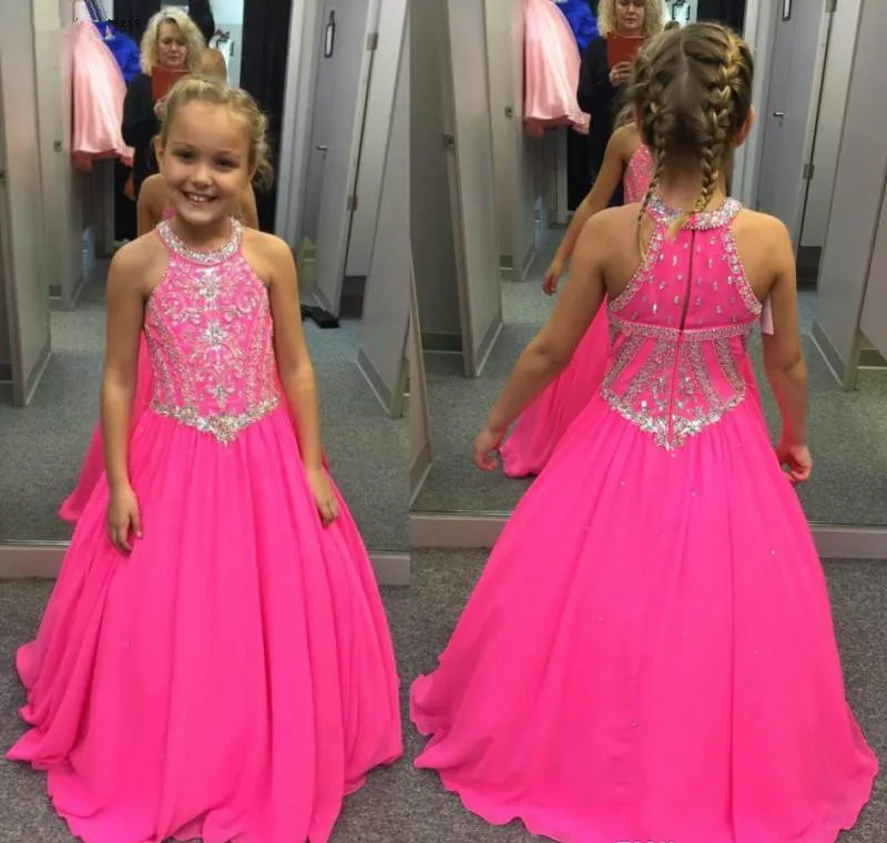2019-Cute-Fuchsia-Girl-s-Pageant-Dress-Princess-Beaded-Crystals-Party-Cupcake-Young-Pretty-Little-Kids_副本