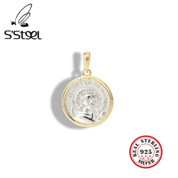 S'STEEL Round Pendant 925 Sterling Silver Gift For Women Retro Letter Portrait Pendants Personalized Colgante Plata Fine Jewelry
S'STEEL Round Pendant 925 Sterling Silver Gift For Women Retro Letter Portrait Pendants Personalized Colgante Plata Fine Jewelry