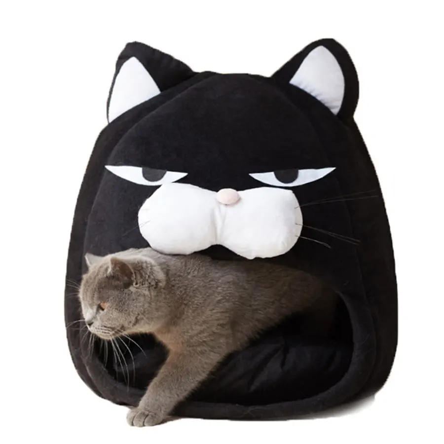 Cartoon Pet Cat Bed Foldable Pet House Sofa Cushion Warm Kennel Puppy Cats Cave Tent Waterproof Bottom Sleep Bag Pet Supplies