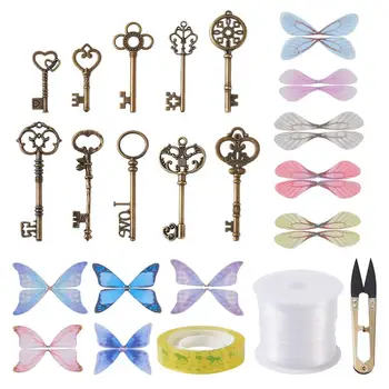 1Set DIY Tibetan Style Alloy Key Big Pendants Butterfly Fibre Tulle Adhesive Tape Nylon Wire Scissors for Key Clasps Making
1Set DIY Tibetan Style Alloy Key Big Pendants Butterfly Fibre Tulle Adhesive Tape Nylon Wire Scissors for Key Clasps Making