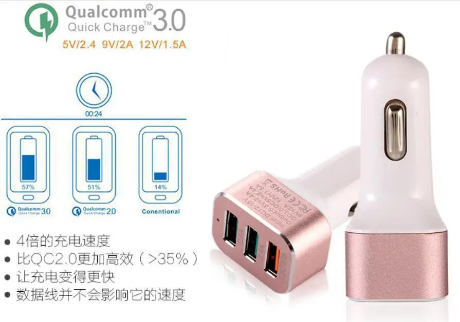 3usb Car Mounted Charger High Pass QC 2.0 Fast-Charging 5V 9V 12 v qc 3.0 Car Charger
3usb Car Mounted Charger High Pass QC 2.0 Fast-Charging 5V 9V 12 v qc 3.0 Car Charger
