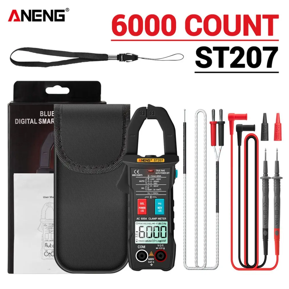 ANENG ST207 Digital Bluetooth Multimeter Clamp Meter 6000 Count True RMS DC/AC Voltage Tester AC Current Hz Capacitance Ohm
ANENG ST207 Digital Bluetooth Multimeter Clamp Meter 6000 Count True RMS DC/AC Voltage Tester AC Current Hz Capacitance Ohm