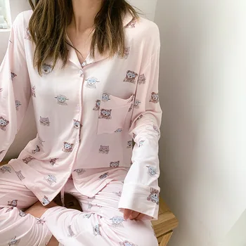 Nightie for Women Modal Pajamas Spring and Autumn Animal Print Loose and Soft Long Sleeve Pocket Home Suit Pink Dormir Tops
Nightie for Women Modal Pajamas Spring and Autumn Animal Print Loose and Soft Long Sleeve Pocket Home Suit Pink Dormir Tops
