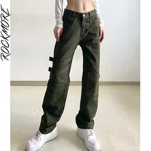 Rockmore Green Pockets Jeans High Waist Women'S Straight Cargo Pants y2k Harajuku Casual Solid Wide Leg Denim Trousers Capris
Rockmore Green Pockets Jeans High Waist Women'S Straight Cargo Pants y2k Harajuku Casual Solid Wide Leg Denim Trousers Capris