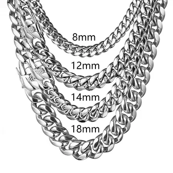 6/8/10/12/14/16/18mm New Arrive Stainless Steel Silver Color Miami Curb Cuban Chain Necklace Gold Hip hop Biker Jewelry 7-40inch
6/8/10/12/14/16/18mm New Arrive Stainless Steel Silver Color Miami Curb Cuban Chain Necklace Gold Hip hop Biker Jewelry 7-40inch