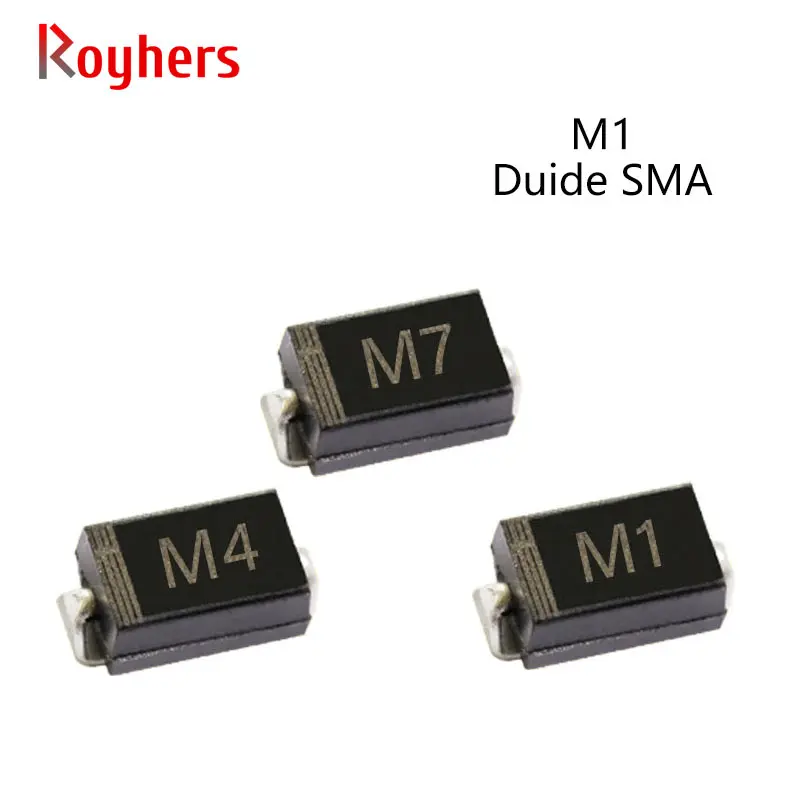 50Pcs SMD Rectifier Diode M7F M7 M4 M2 M1 1A 50V 100V 200V 400V 600V 800V 1000V SMA DO-214AC Electronic Silicon Diodes | Электронные