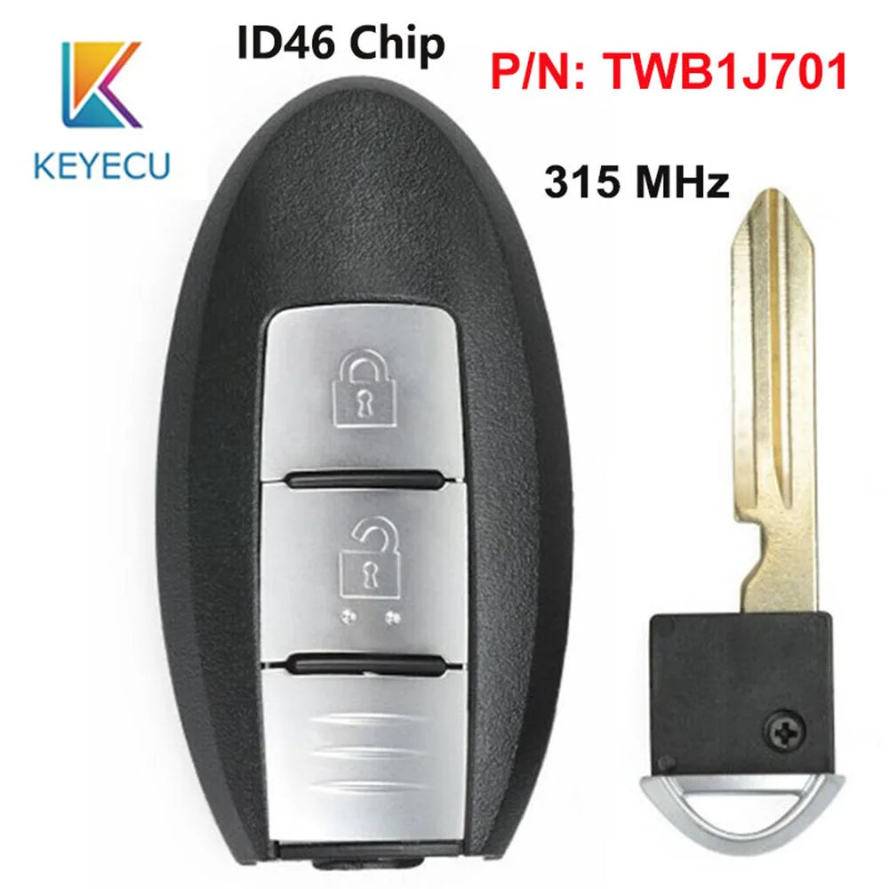 KEYECU 2 Button 315MHz ID46 Chip TWB1J701 85E3-1HH0D Smart Remote Car Key Fob 2 Button for Nissan March K13 Micra K13 Leaf
KEYECU 2 Button 315MHz ID46 Chip TWB1J701 85E3-1HH0D Smart Remote Car Key Fob 2 Button for Nissan March K13 Micra K13 Leaf