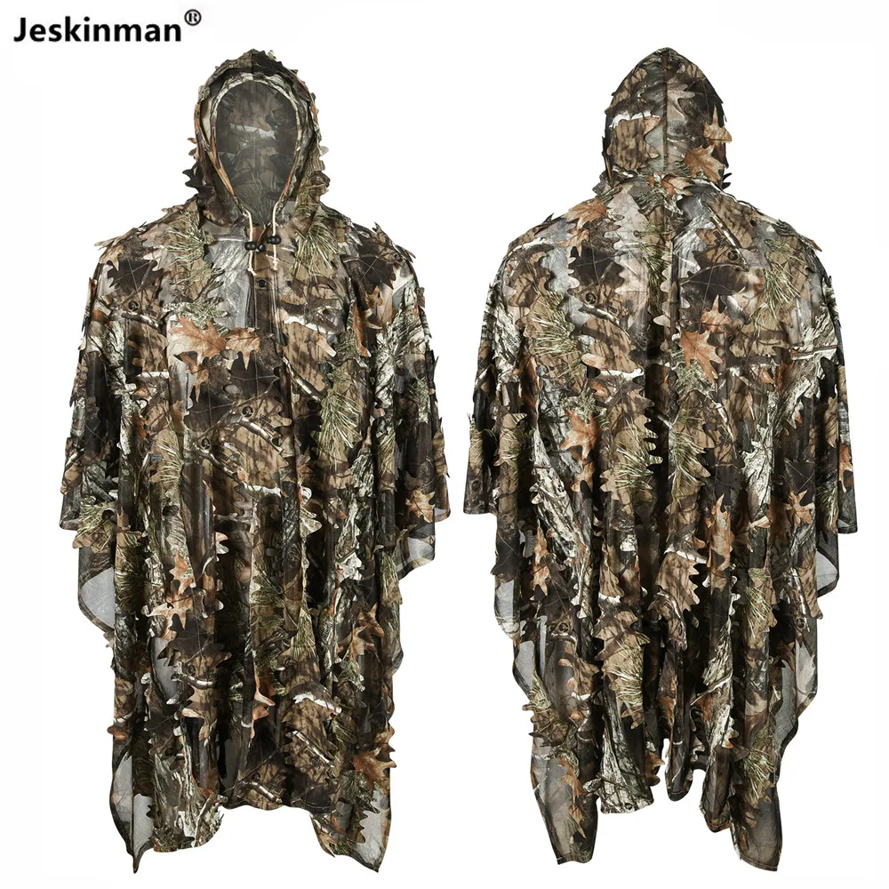 

3D Tree Maple Leaf Bionic Camouflage Cloak Sunscreen Hunting Ghillie Suit Breathable Anti-Sweat CS Games Training Hooded Jacket