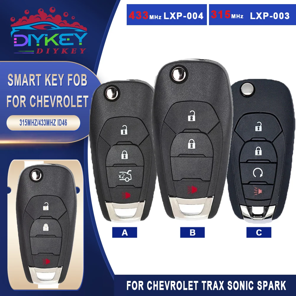 Флип-ключ DIYKEY для Chevrolet Sonic Trax Spark 2019 2020 2021 315, 13529043 МГц, PCF7941E, 46, флип-брелок с чипом стандарта P/N: 433, МГц 
Флип-ключ DIYKEY для Chevrolet Sonic Trax Spark 2019 2020 2021 315, 13529043 МГц, PCF7941E, 46, флип-брелок с чипом стандарта P/N: 433, МГц