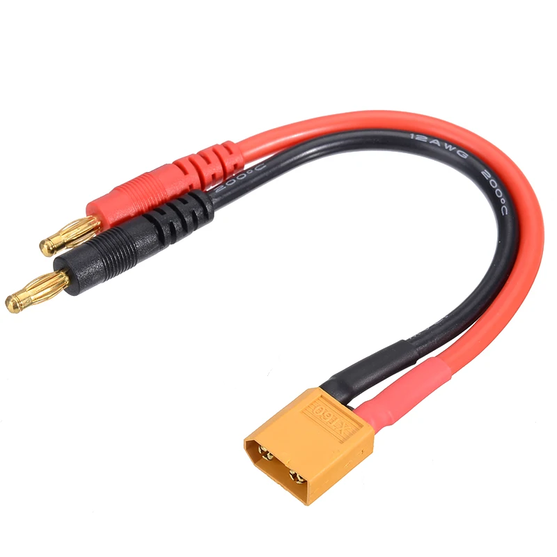 1pcs XT60 Male to 4mm Plug Connectors Line 12AWG/14AWG Charging Cable 15cm/30cm Lithium Battery Balance Charging Adapter Line