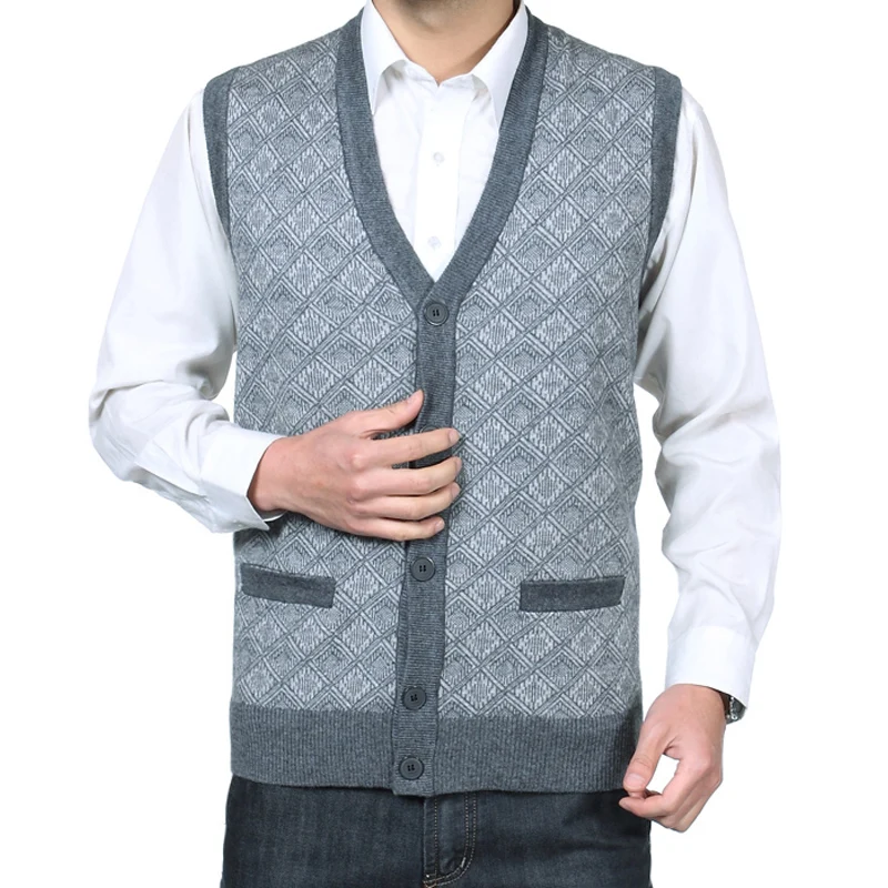 Men Casual Knitted Vests Autumn Spring V-neck Herringbone Gilet Grey Rhombus Pattern Single-breast Wool Blends Waistcoat For Man
Men Casual Knitted Vests Autumn Spring V-neck Herringbone Gilet Grey Rhombus Pattern Single-breast Wool Blends Waistcoat For Man