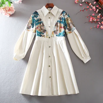 SuperAen Print Stitching High Waist Ladies Dress Temperament Cotton Fashion Casual Women Dress Lapel Long Sleeve New 2020 Spring
SuperAen Print Stitching High Waist Ladies Dress Temperament Cotton Fashion Casual Women Dress Lapel Long Sleeve New 2020 Spring