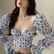 Summer Plus Size Floral Print Tshirts Casual New Square Collar Long Puff Sleeve Ruched Drawstring Crop Tops Fashion Women's Tops
Summer Plus Size Floral Print Tshirts Casual New Square Collar Long Puff Sleeve Ruched Drawstring Crop Tops Fashion Women's Tops