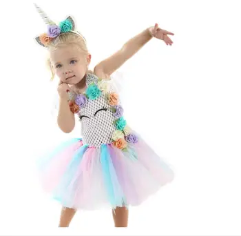 Girls'clothing Unicorn Children's Skirt Suit Animal Children's lace Pompon dress skirt Girl screen Princess Dress
Girls'clothing Unicorn Children's Skirt Suit Animal Children's lace Pompon dress skirt Girl screen Princess Dress