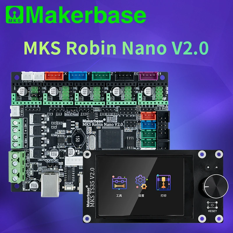 Makerbase MKS Robin Nano V2.0 32Bit Control Board 3D Printer parts base on Marlin2.x 3.5 tft touch screen preview Gcode
Makerbase MKS Robin Nano V2.0 32Bit Control Board 3D Printer parts base on Marlin2.x 3.5 tft touch screen preview Gcode
