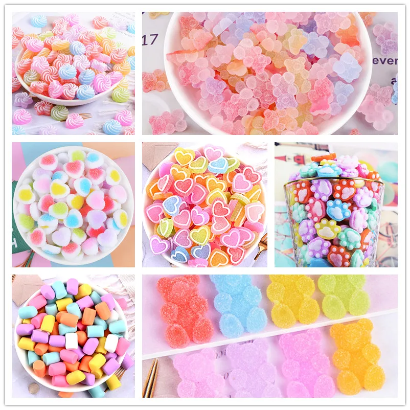 100pcs Resin Soft Candy Heart Cute Gummy Bear Charms Flat Back Resin Necklace Pendant Earring Charms For DIY Decoration
100pcs Resin Soft Candy Heart Cute Gummy Bear Charms Flat Back Resin Necklace Pendant Earring Charms For DIY Decoration
