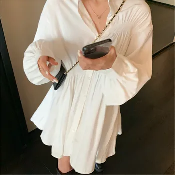 2020 New White Black Pleated Mini Shirt Dress Women Niche High Waist Waisted Slim Dress Fashion Long Sleeve Fairy Dress Vestidos
2020 New White Black Pleated Mini Shirt Dress Women Niche High Waist Waisted Slim Dress Fashion Long Sleeve Fairy Dress Vestidos