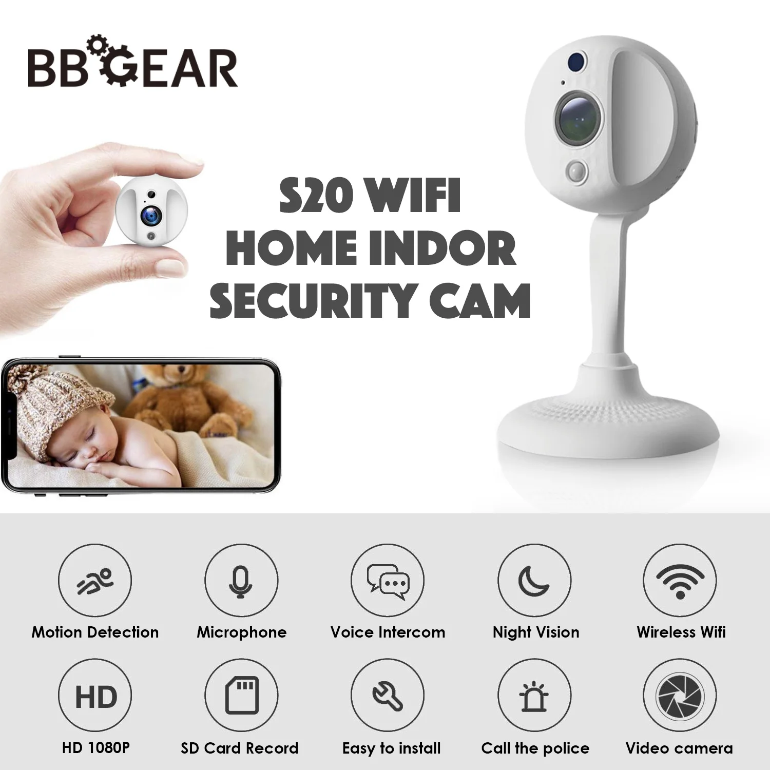 S20 Mini Home Security IP Camera Baby Monitor with Smart Motion Detection Real Time Alerts 1080P Wifi Camera Support TF Card
S20 Mini Home Security IP Camera Baby Monitor with Smart Motion Detection Real Time Alerts 1080P Wifi Camera Support TF Card