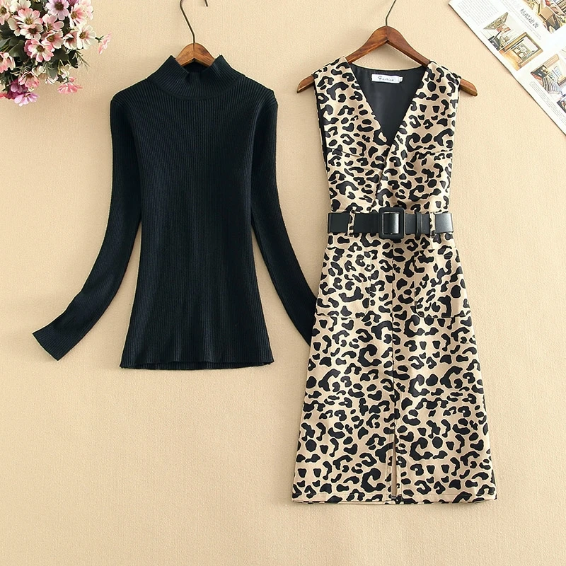 2020 Autumn Spring Two Piece Set Women Turtleneck Solid Sweater Tops +Criss Cross Belt Vest Leopard Dress Suits 2 Piece Set New
2020 Autumn Spring Two Piece Set Women Turtleneck Solid Sweater Tops +Criss Cross Belt Vest Leopard Dress Suits 2 Piece Set New