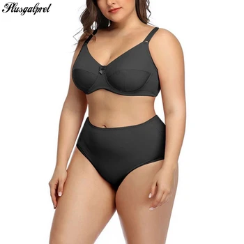

Plusgalpret Plus Size Women Bra and Panty Set Unlined Ultra Thin Bra E F Cup 38-48 with High Waisted Brief Sexy Ligerie Female