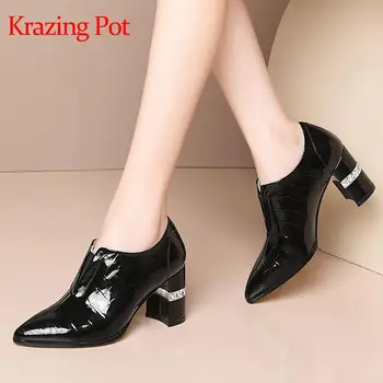 Krazing Pot large size cow leather veins pointed toe high heels rhinestone young lady elastic band brand shoes spring pumps L16
Krazing Pot large size cow leather veins pointed toe high heels rhinestone young lady elastic band brand shoes spring pumps L16