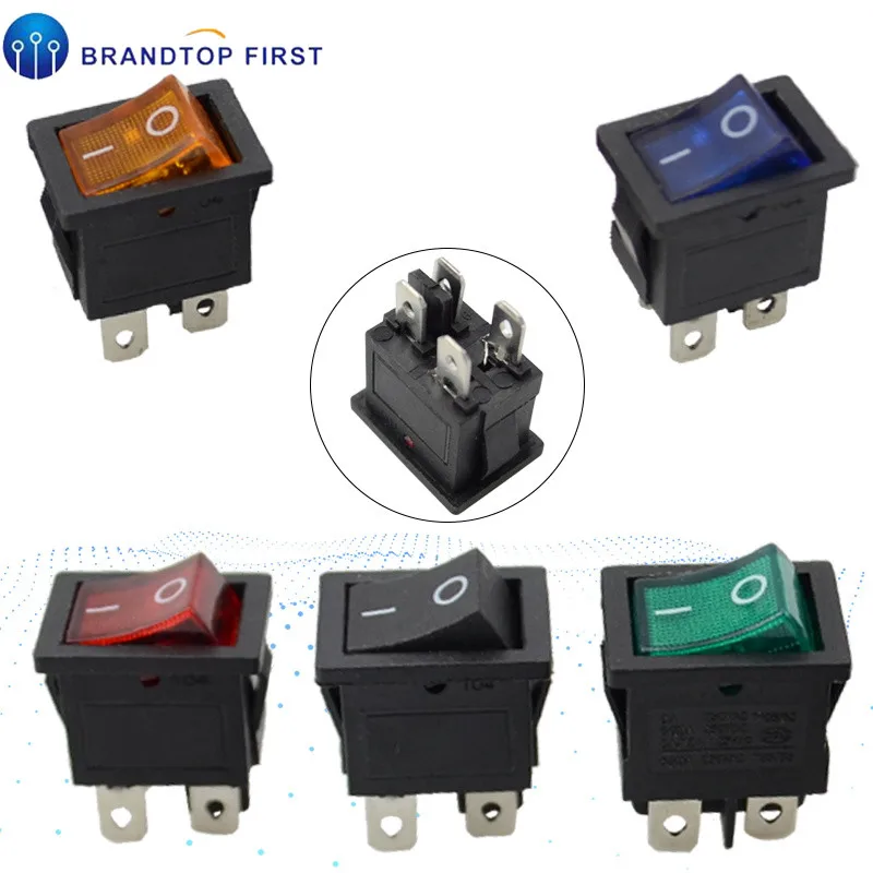 KCD1 ВКЛ ВЫКЛ 4 Pin лодка автомобиля кулисный переключатель 21*15 мм 6A/250V 10A/125V AC красный