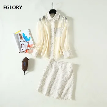 Elegant Women's Set 2019 Autumn Winter Sexy Skirt Suit Ladies Turn-down Collar Wool Patchwork Sexy Shirt+Mini Tassel Wool Skirt
Elegant Women's Set 2019 Autumn Winter Sexy Skirt Suit Ladies Turn-down Collar Wool Patchwork Sexy Shirt+Mini Tassel Wool Skirt