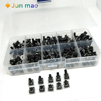 10 models 200pcs 6*6 Tact Switch Tactile Push Button Switch Kit, Height: 4.3MM~13MM DIP 4P micro switch 6x6 Key switch 6*6*5
10 models 200pcs 6*6 Tact Switch Tactile Push Button Switch Kit, Height: 4.3MM~13MM DIP 4P micro switch 6x6 Key switch 6*6*5