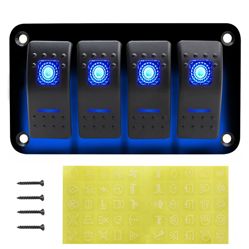 

4/5 Gang LED Rocker Switch Panel Car Toggle Switch 12/24V Circuit Breaker for Car Boat Marine Yacht RV Camper Truck Trailer